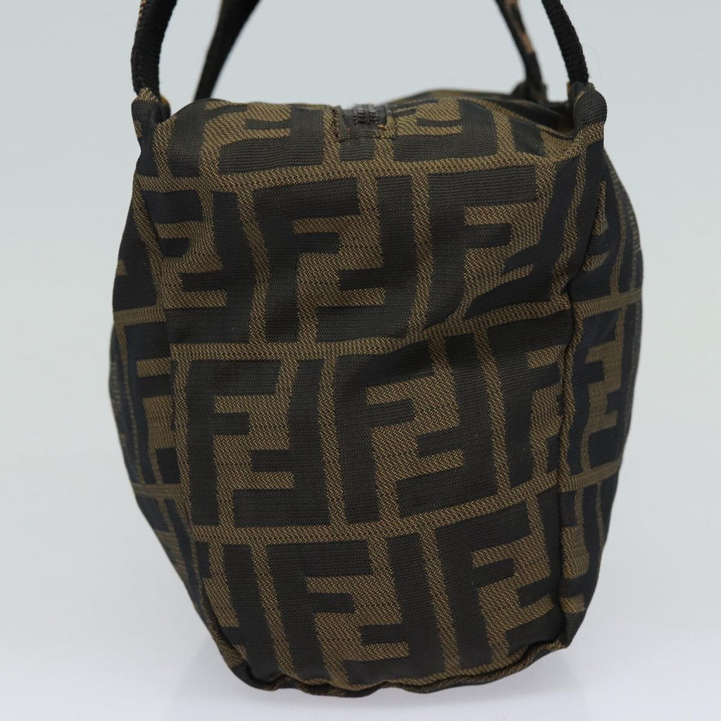 FENDI Zucca Canvas Hand Bag Brown Black Silver am6735