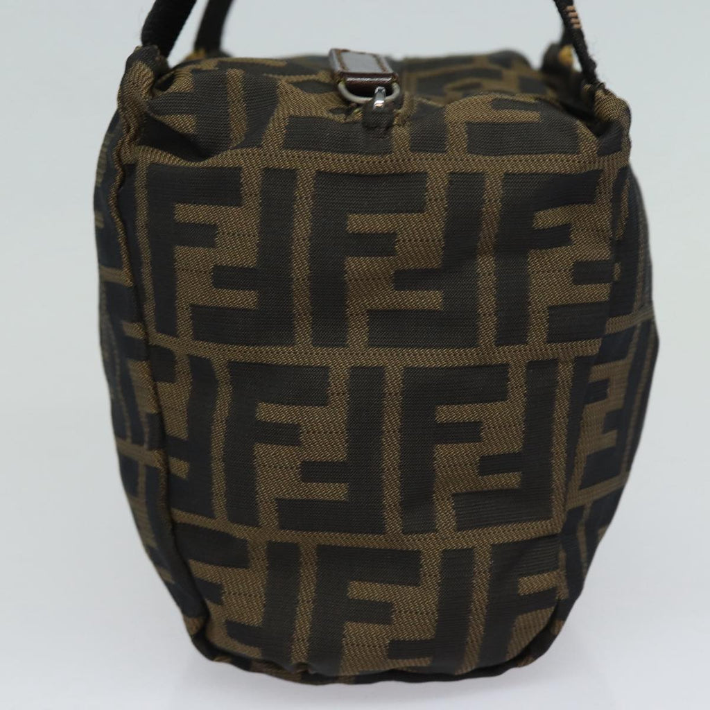 FENDI Zucca Canvas Hand Bag Brown Black Silver am6735
