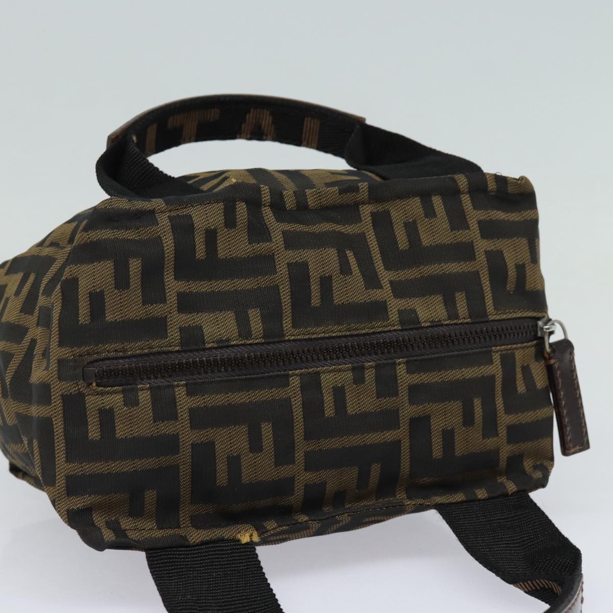 FENDI Zucca Canvas Hand Bag Brown Black Silver am6735