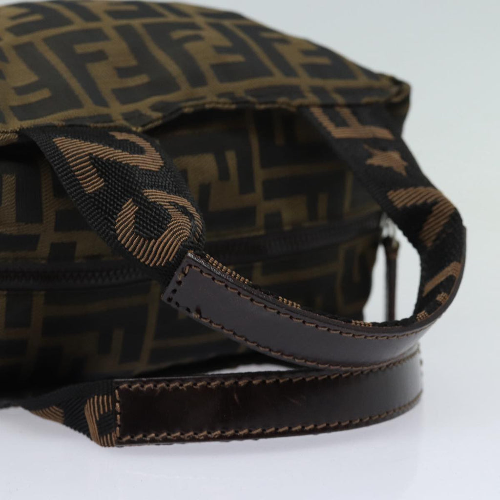 FENDI Zucca Canvas Hand Bag Brown Black Silver am6735