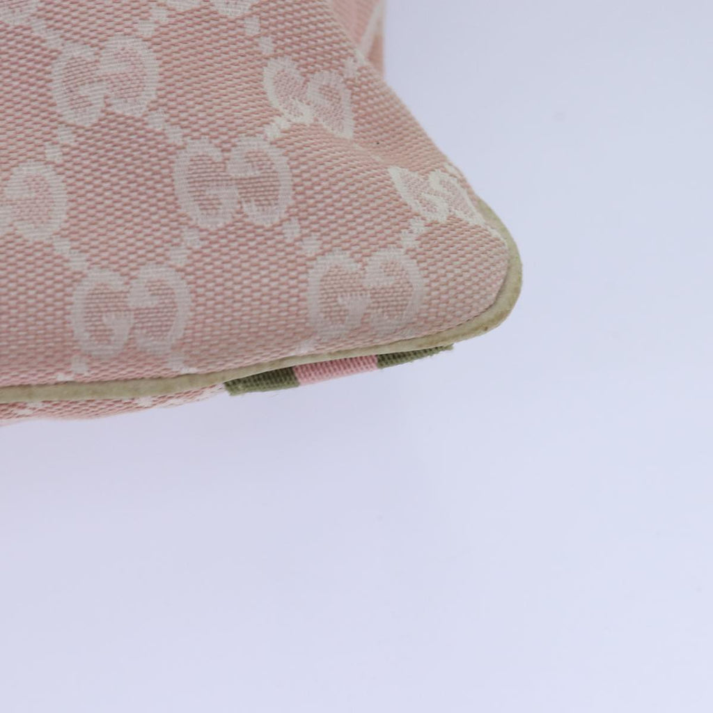 GUCCI GG Canvas Sherry Line Shoulder Bag Pink Gold khaki 144388 am6743