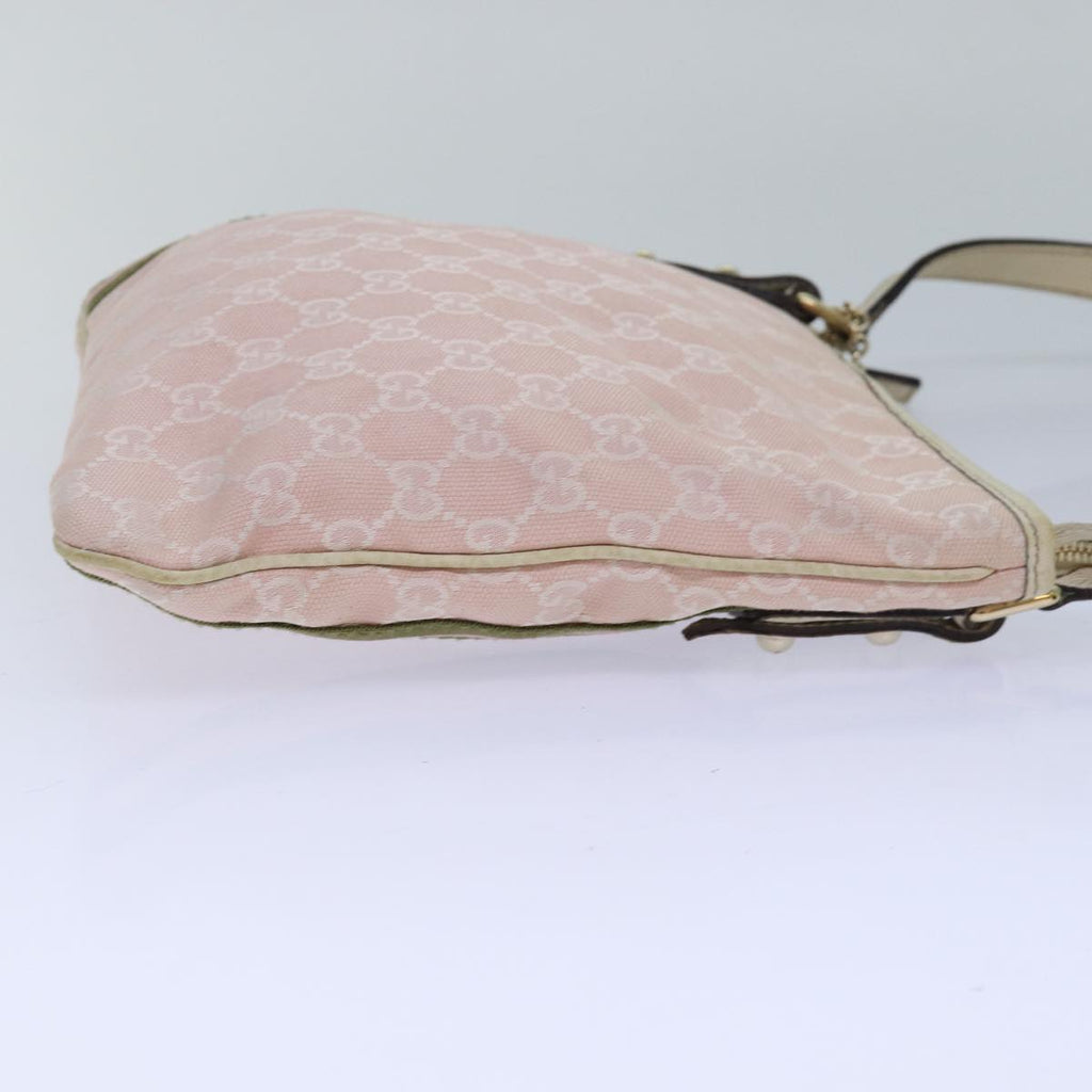 GUCCI GG Canvas Sherry Line Shoulder Bag Pink Gold khaki 144388 am6743