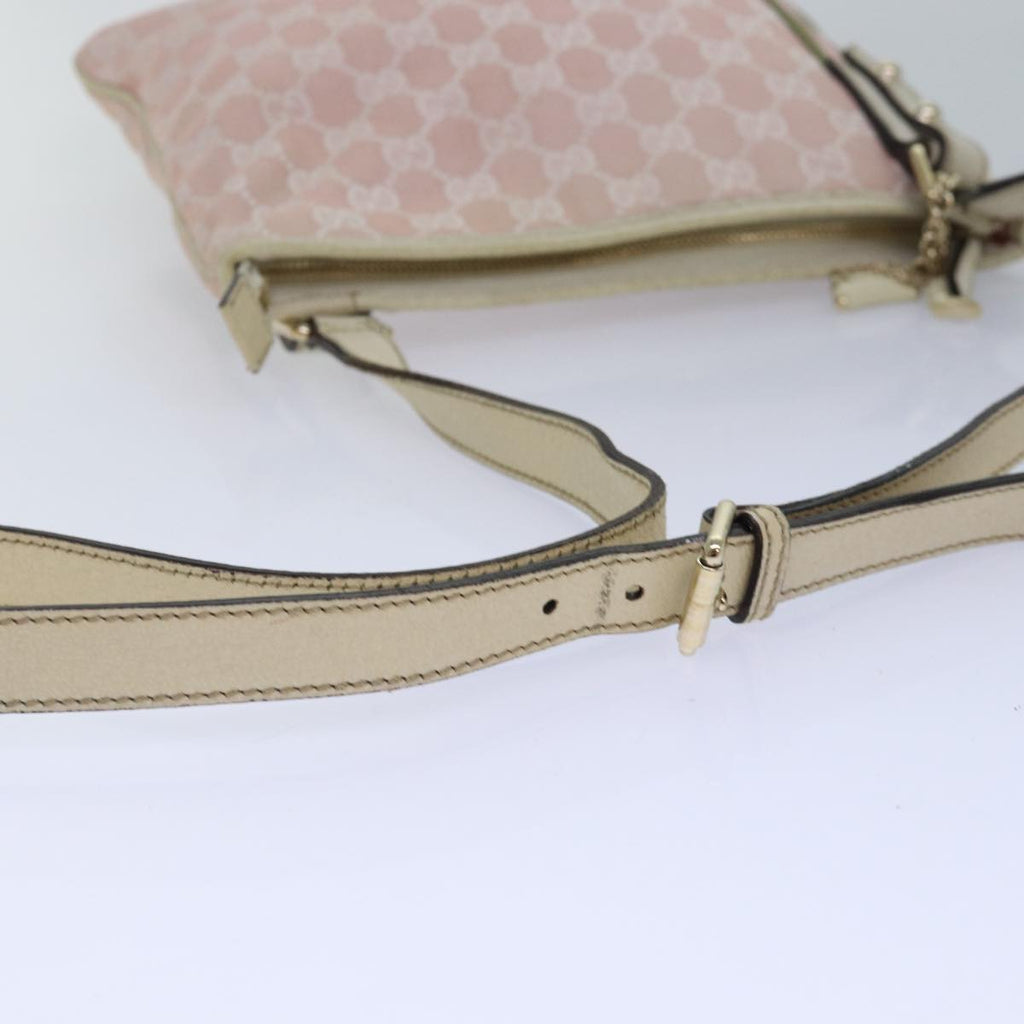 GUCCI GG Canvas Sherry Line Shoulder Bag Pink Gold khaki 144388 am6743