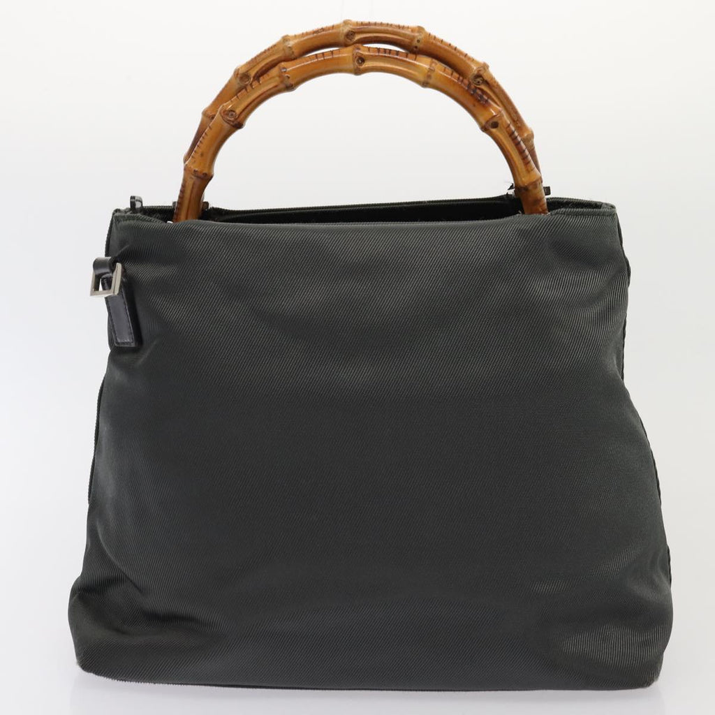GUCCI GG Canvas Bamboo Hand Bag Nylon Canvas 2Set Brown Gray am6758