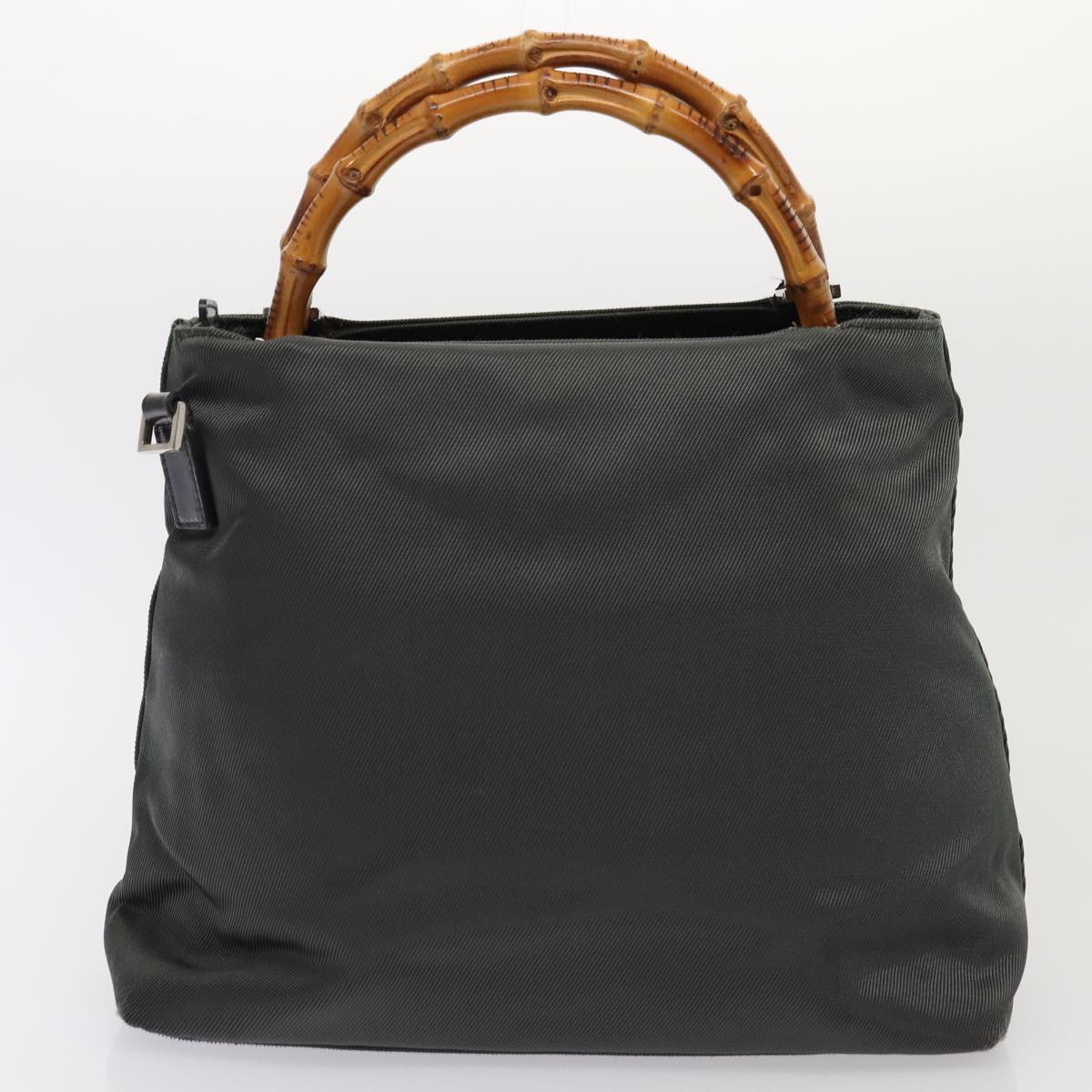 GUCCI GG Canvas Bamboo Hand Bag Nylon Canvas 2Set Brown Gray am6758