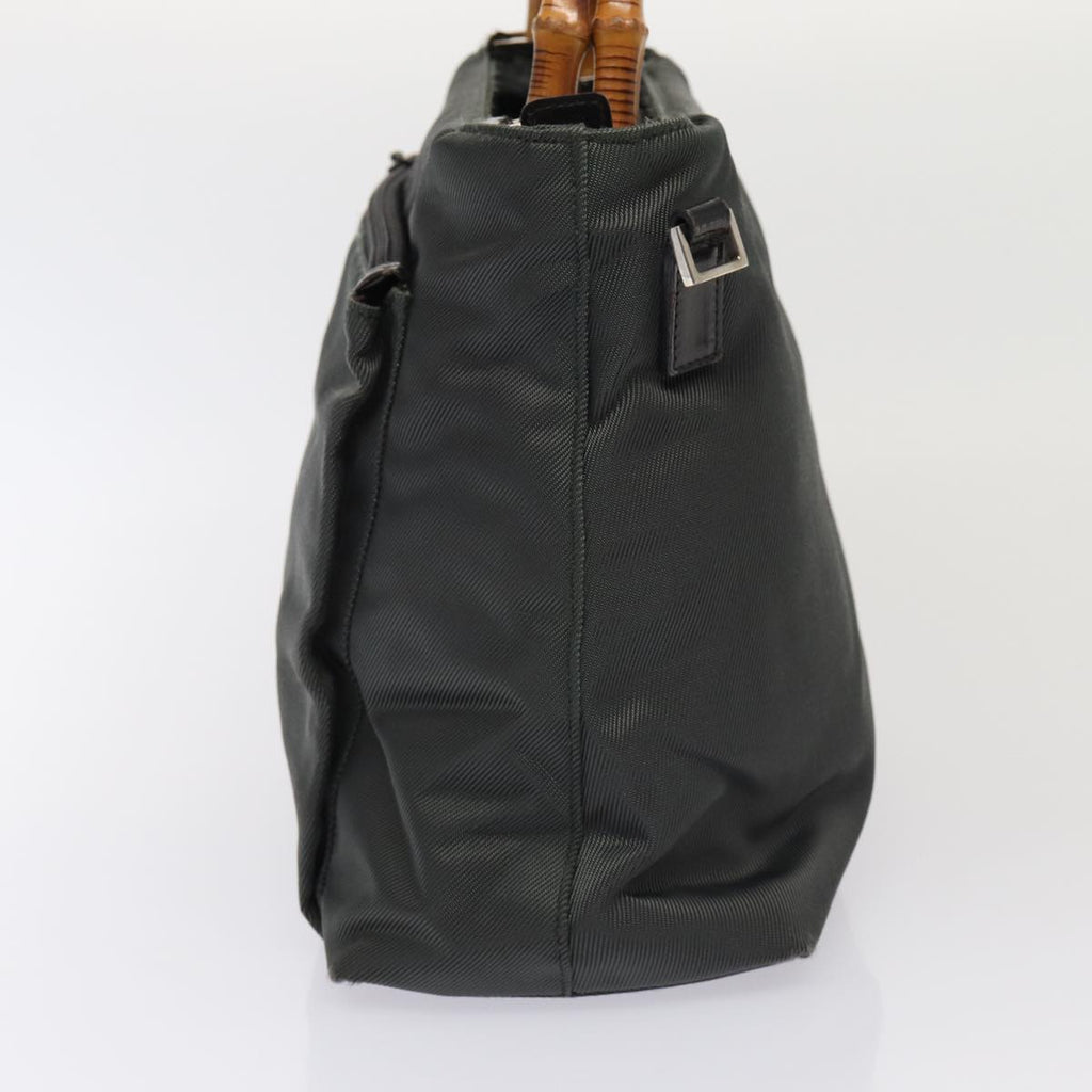 GUCCI GG Canvas Bamboo Hand Bag Nylon Canvas 2Set Brown Gray am6758