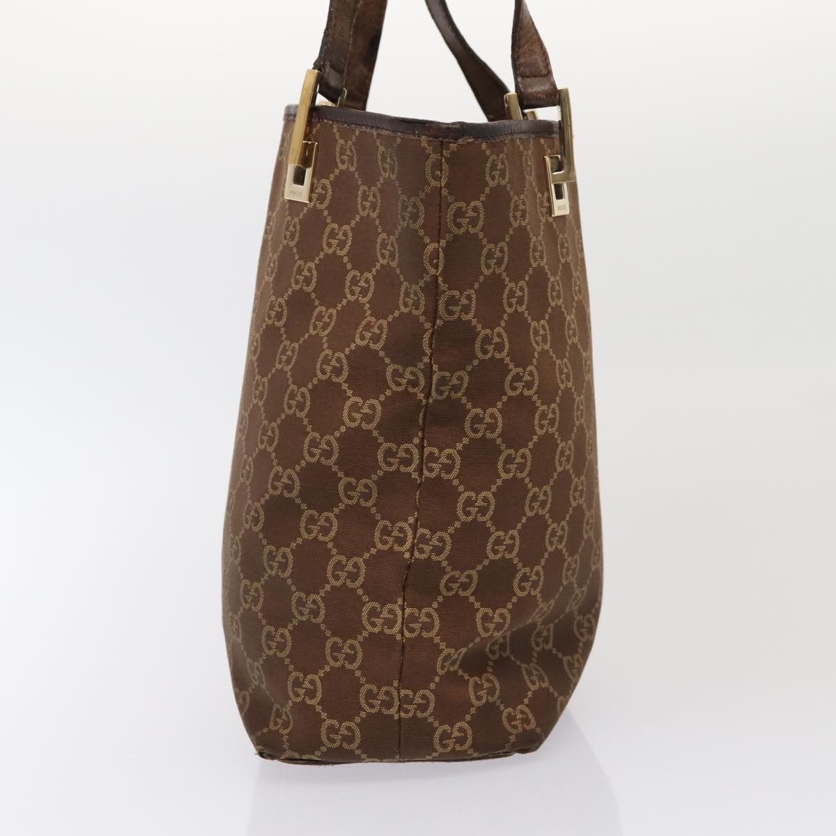 GUCCI GG Canvas Bamboo Hand Bag Nylon Canvas 2Set Brown Gray am6758