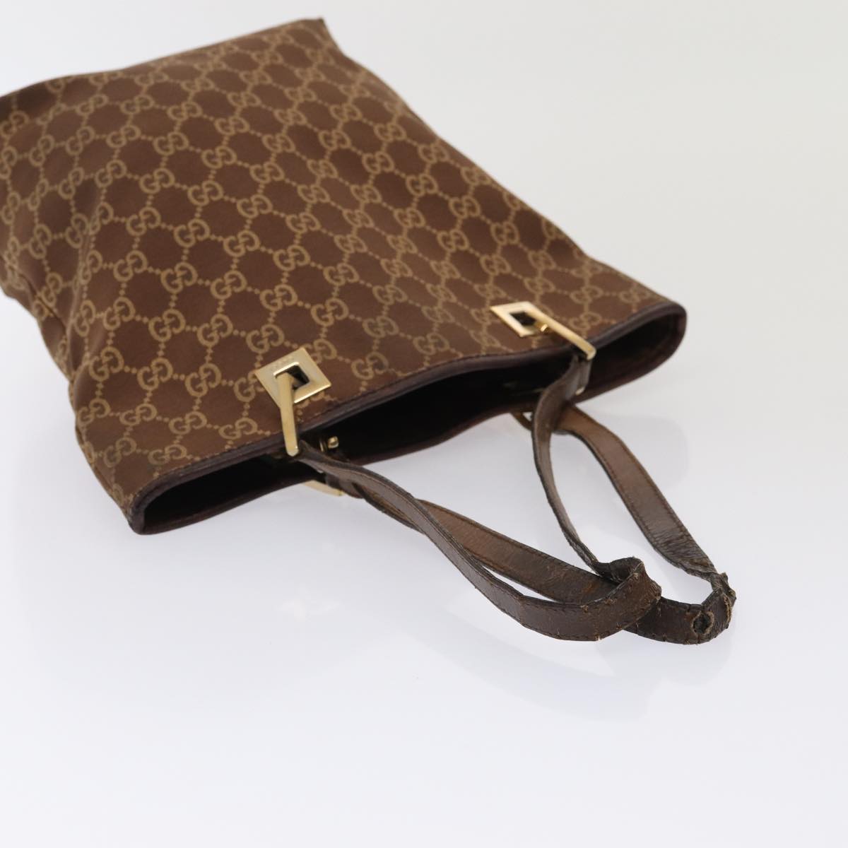 GUCCI GG Canvas Bamboo Hand Bag Nylon Canvas 2Set Brown Gray am6758