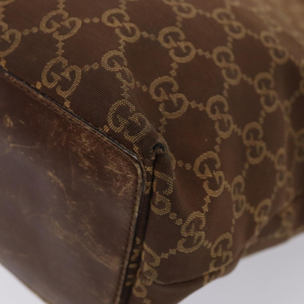 GUCCI GG Canvas Bamboo Hand Bag Nylon Canvas 2Set Brown Gray am6758