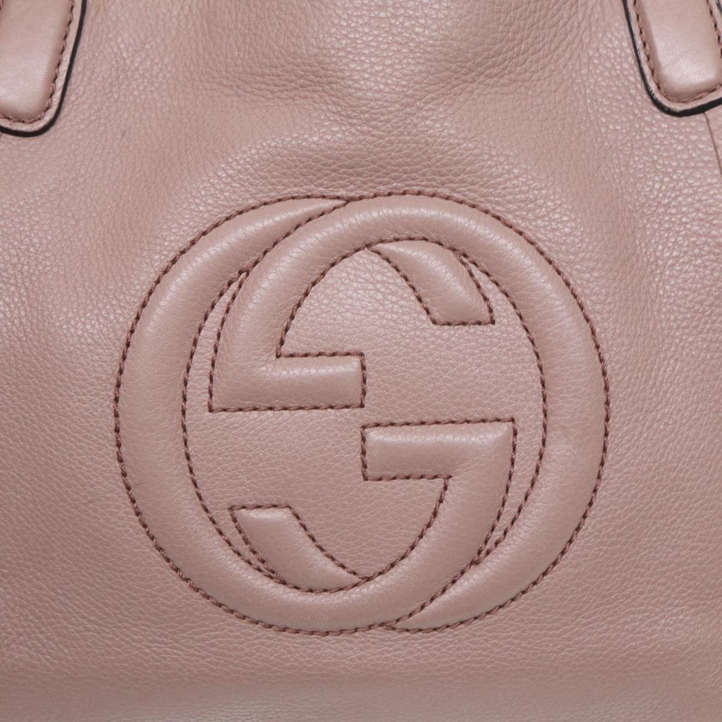 GUCCI Soho Hand Bag Leather 2way Gold Pink 336751 am6760