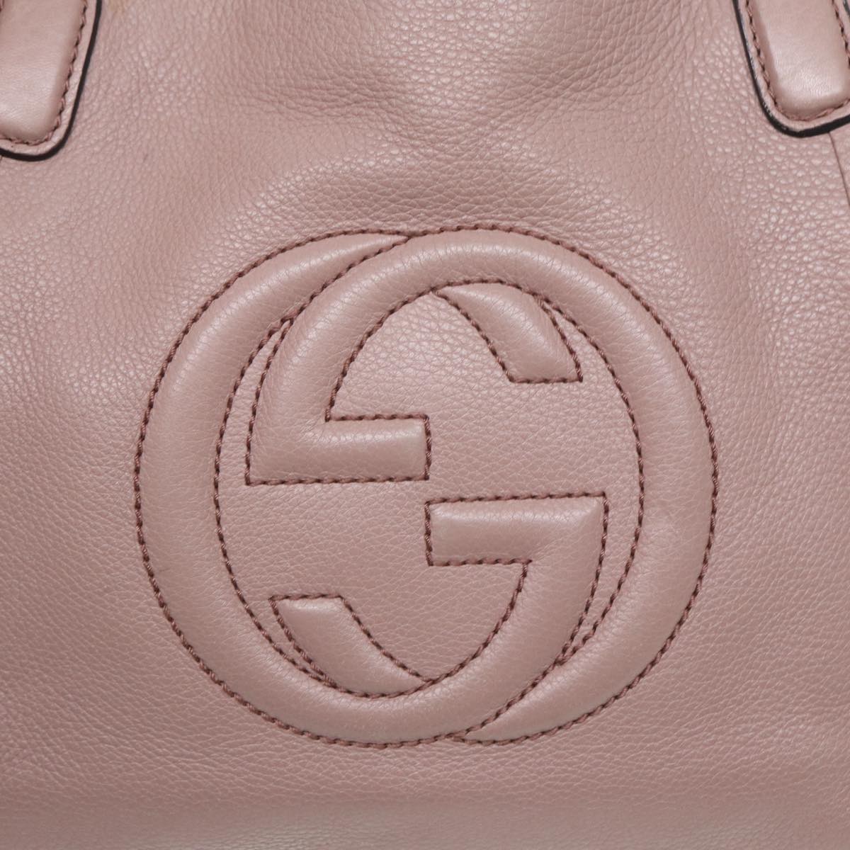 GUCCI Soho Hand Bag Leather 2way Gold Pink 336751 am6760