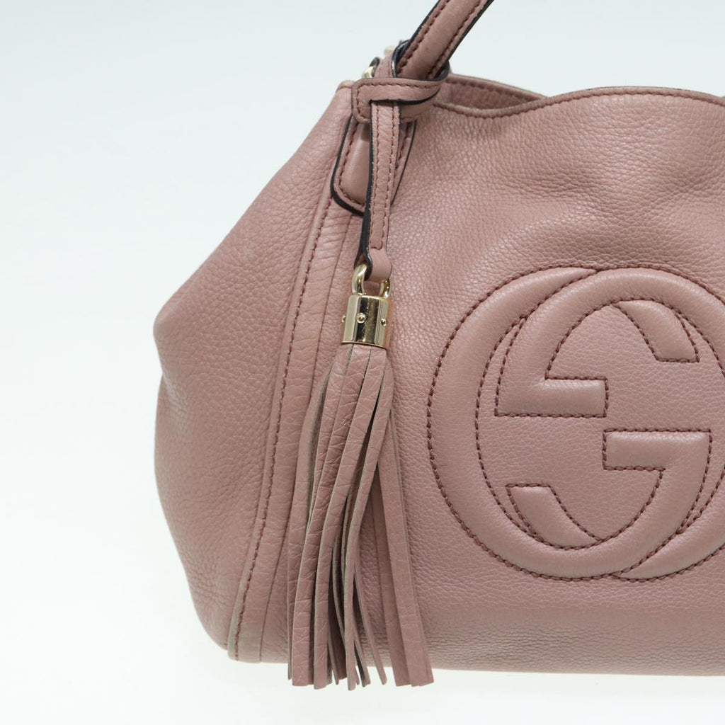 GUCCI Soho Hand Bag Leather 2way Gold Pink 336751 am6760