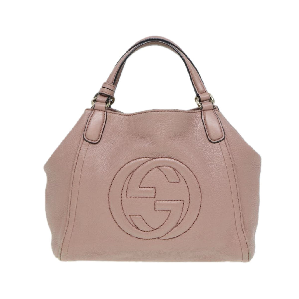 GUCCI Soho Hand Bag Leather 2way Gold Pink 336751 am6760