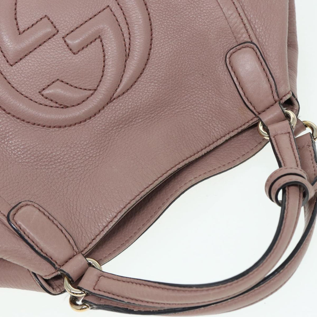GUCCI Soho Hand Bag Leather 2way Gold Pink 336751 am6760