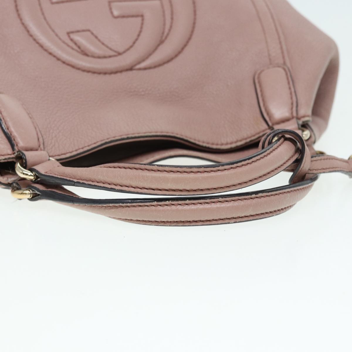 GUCCI Soho Hand Bag Leather 2way Gold Pink 336751 am6760