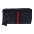 GUCCI GG Canvas Sherry Line Guccissima Long Wallet Navy Red 408831 am6761