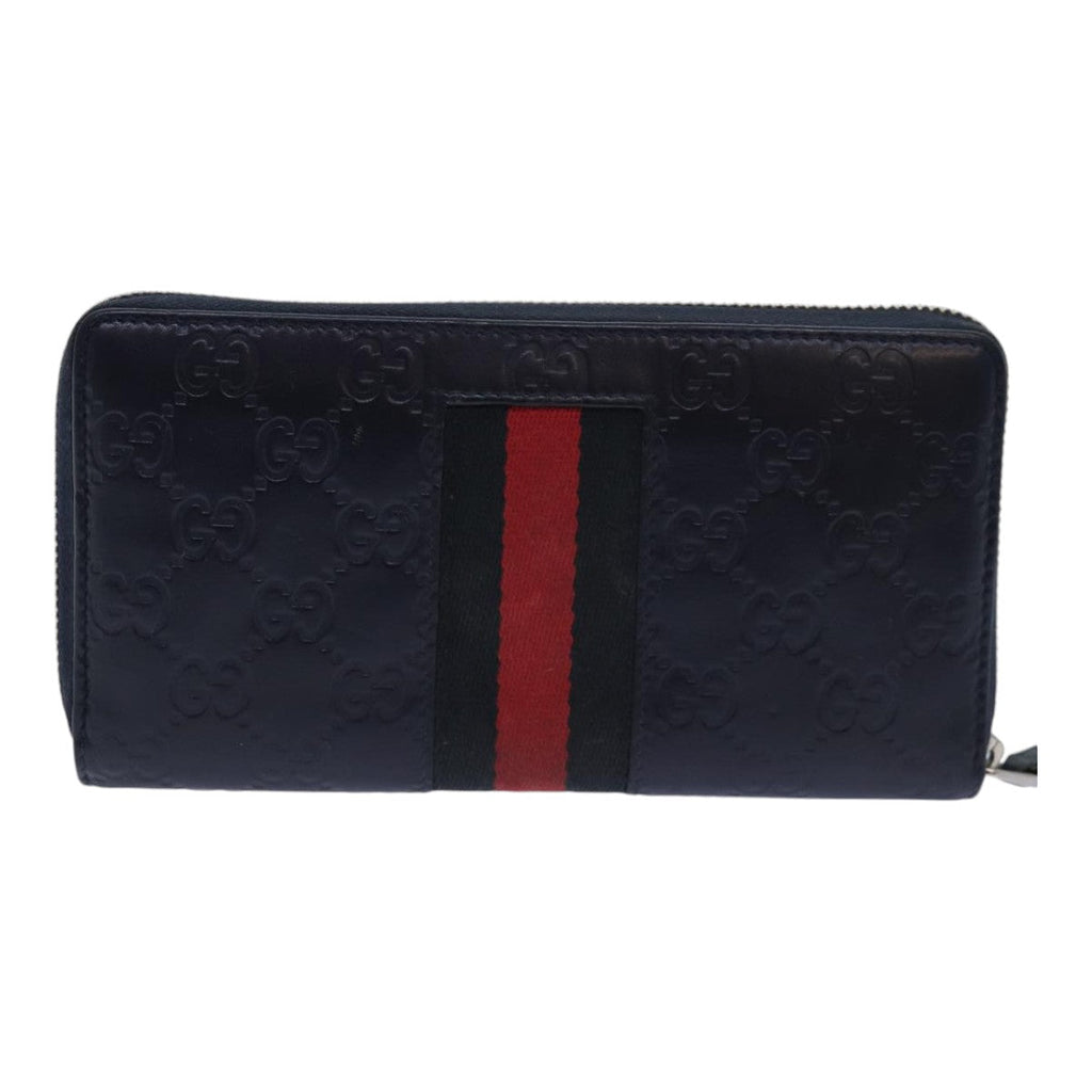 GUCCI GG Canvas Sherry Line Guccissima Long Wallet Navy Red 408831 am6761