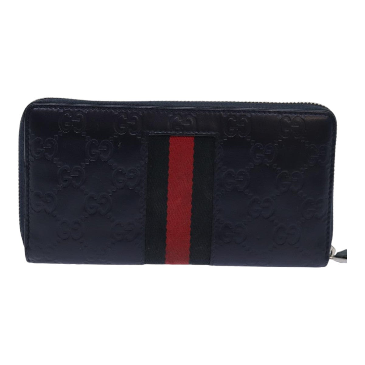 GUCCI GG Canvas Sherry Line Guccissima Long Wallet Navy Red 408831 am6761