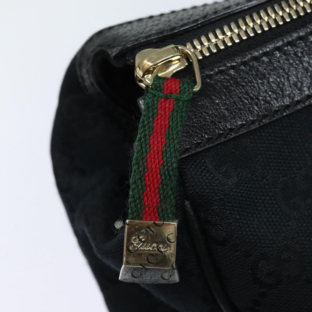 GUCCI Pretty GG Canvas Web Sherry Line Hand Bag Black Gold 177052 am6773
