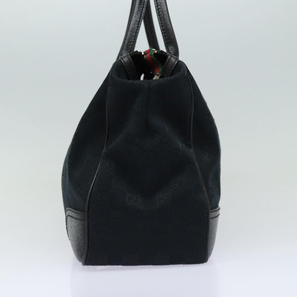GUCCI Pretty GG Canvas Web Sherry Line Hand Bag Black Gold 177052 am6773
