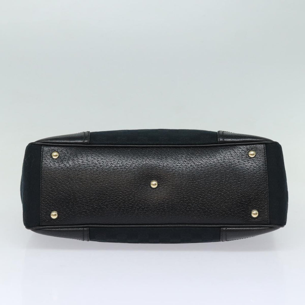 GUCCI Pretty GG Canvas Web Sherry Line Hand Bag Black Gold 177052 am6773
