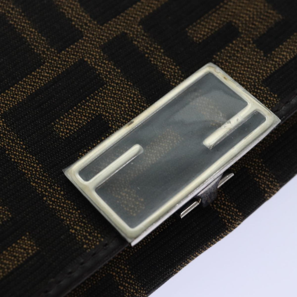 FENDI Zucca Canvas Long Wallet Black Brown Silver am6788