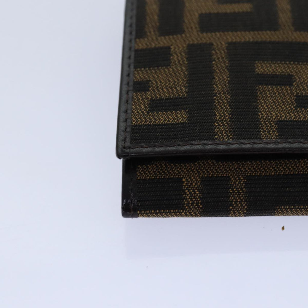 FENDI Zucca Canvas Long Wallet Black Brown Silver am6788