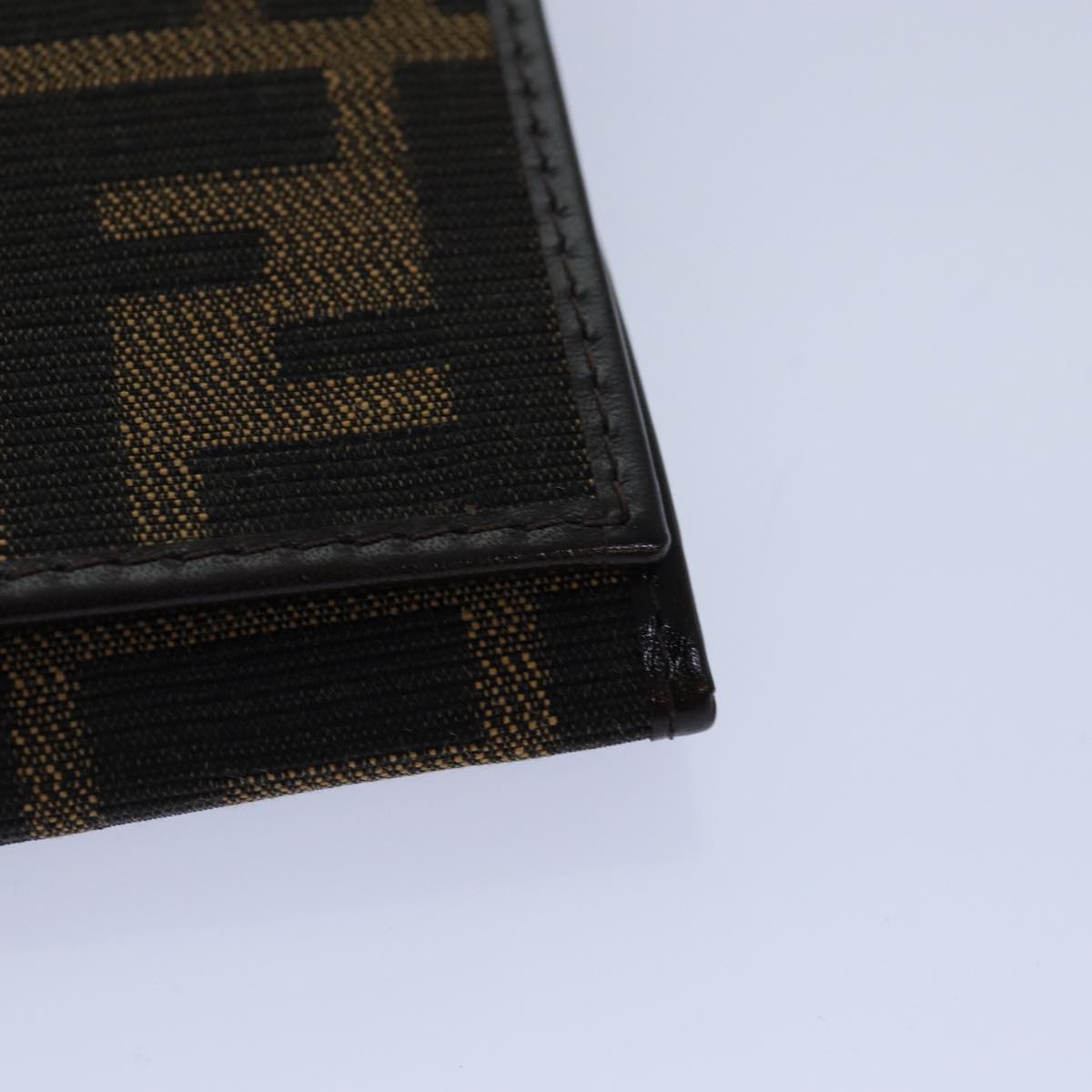 FENDI Zucca Canvas Long Wallet Black Brown Silver am6788