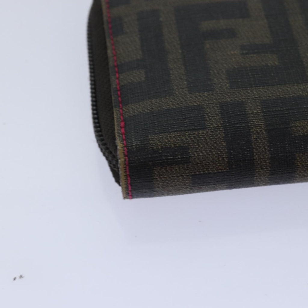 FENDI Zucca Canvas Long Wallet Black Brown gold am6791