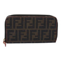 FENDI Zucca Canvas Long Wallet Black Brown gold am6791