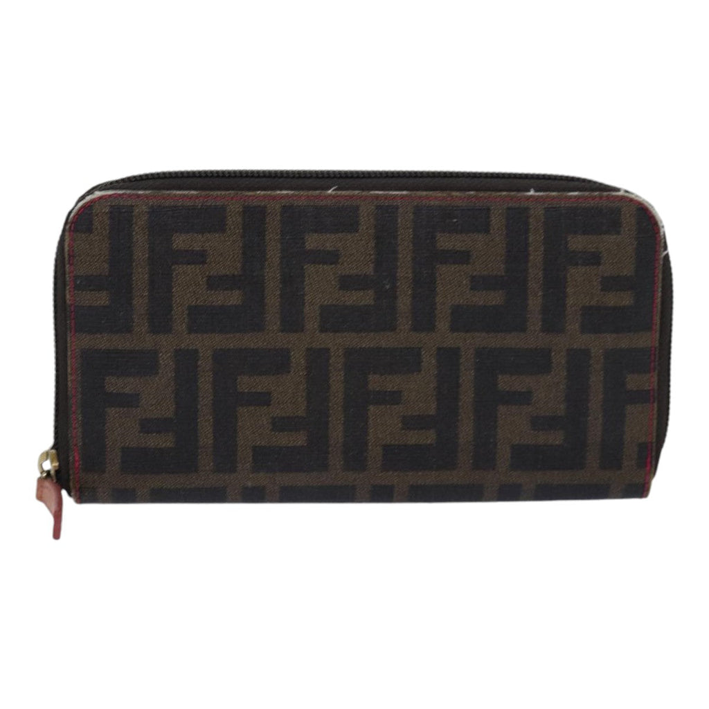 FENDI Zucca Canvas Long Wallet Black Brown gold am6791