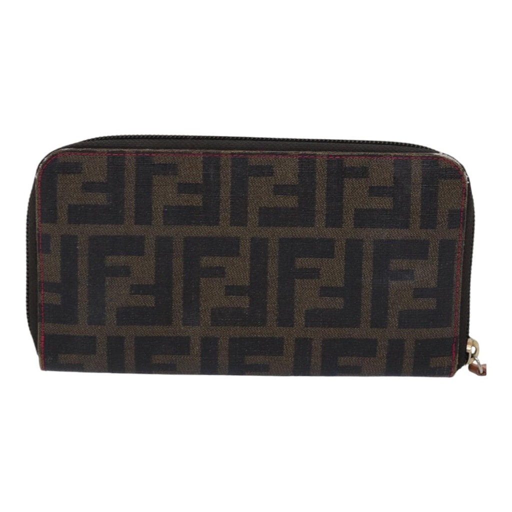 FENDI Zucca Canvas Long Wallet Black Brown gold am6791