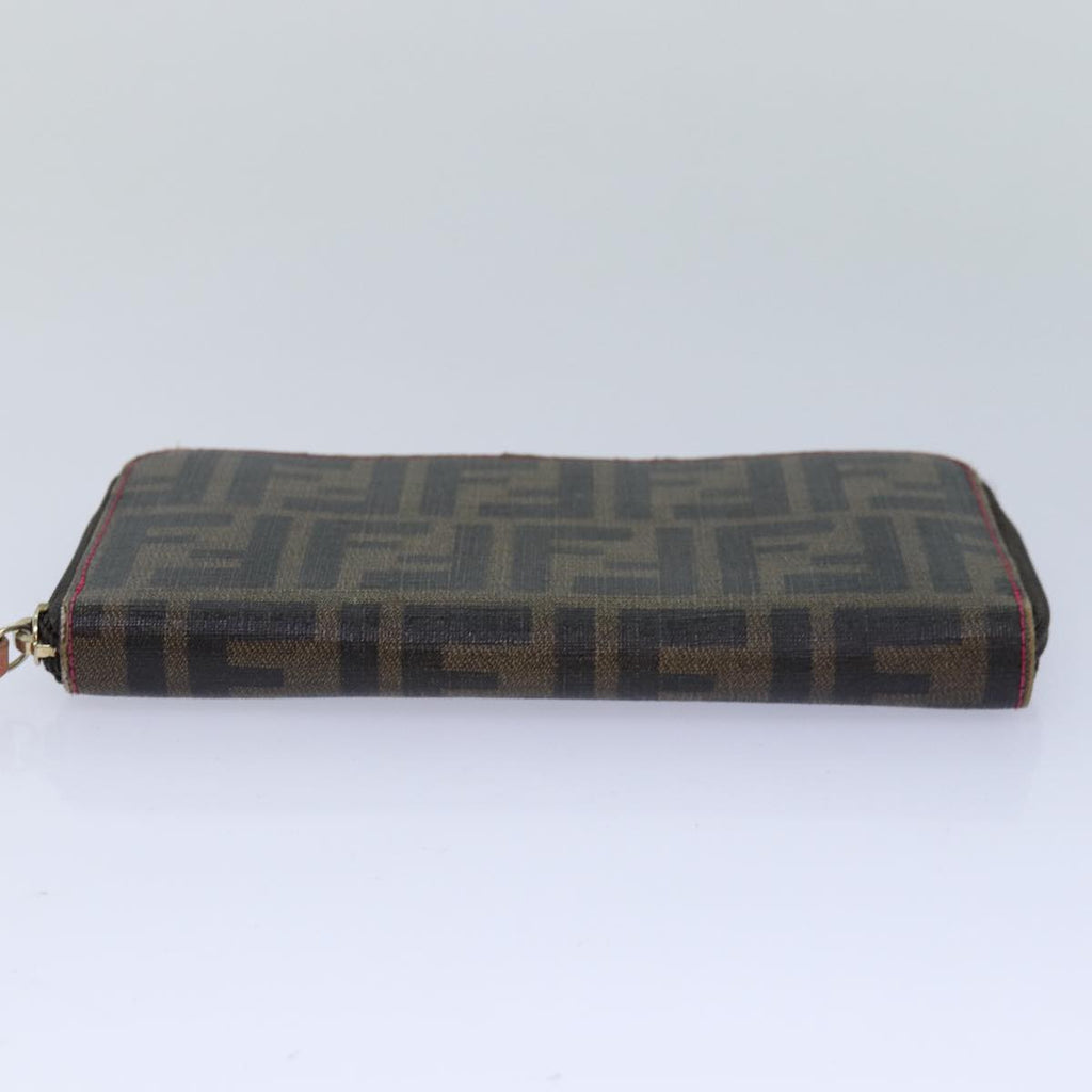 FENDI Zucca Canvas Long Wallet Black Brown gold am6791