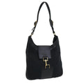 GUCCI Jackie GG Canvas Shoulder Bag Black Gold 001 4129 am6796