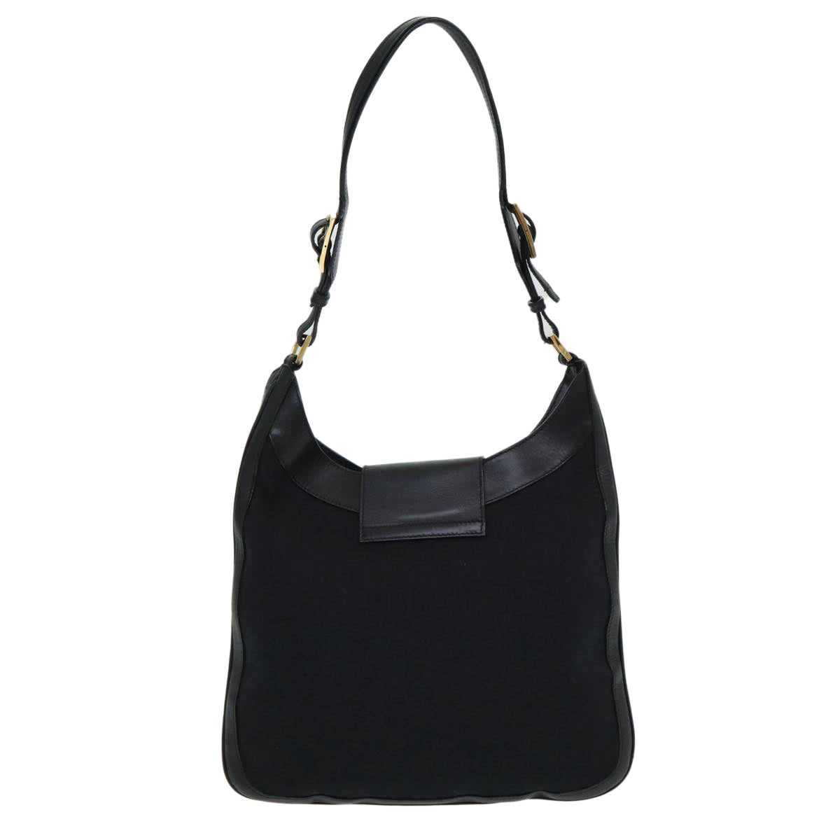 GUCCI Jackie GG Canvas Shoulder Bag Black Gold 001 4129 am6796
