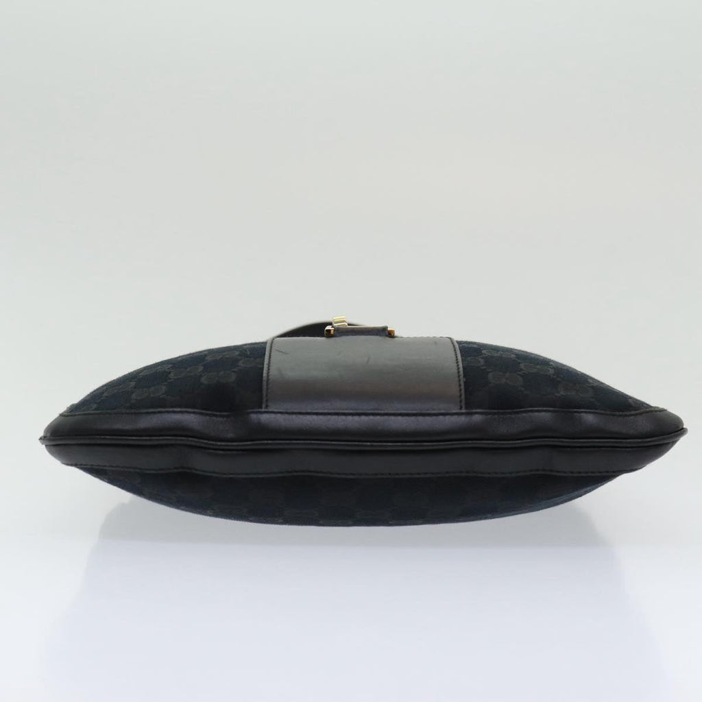 GUCCI Jackie GG Canvas Shoulder Bag Black Gold 001 4129 am6796