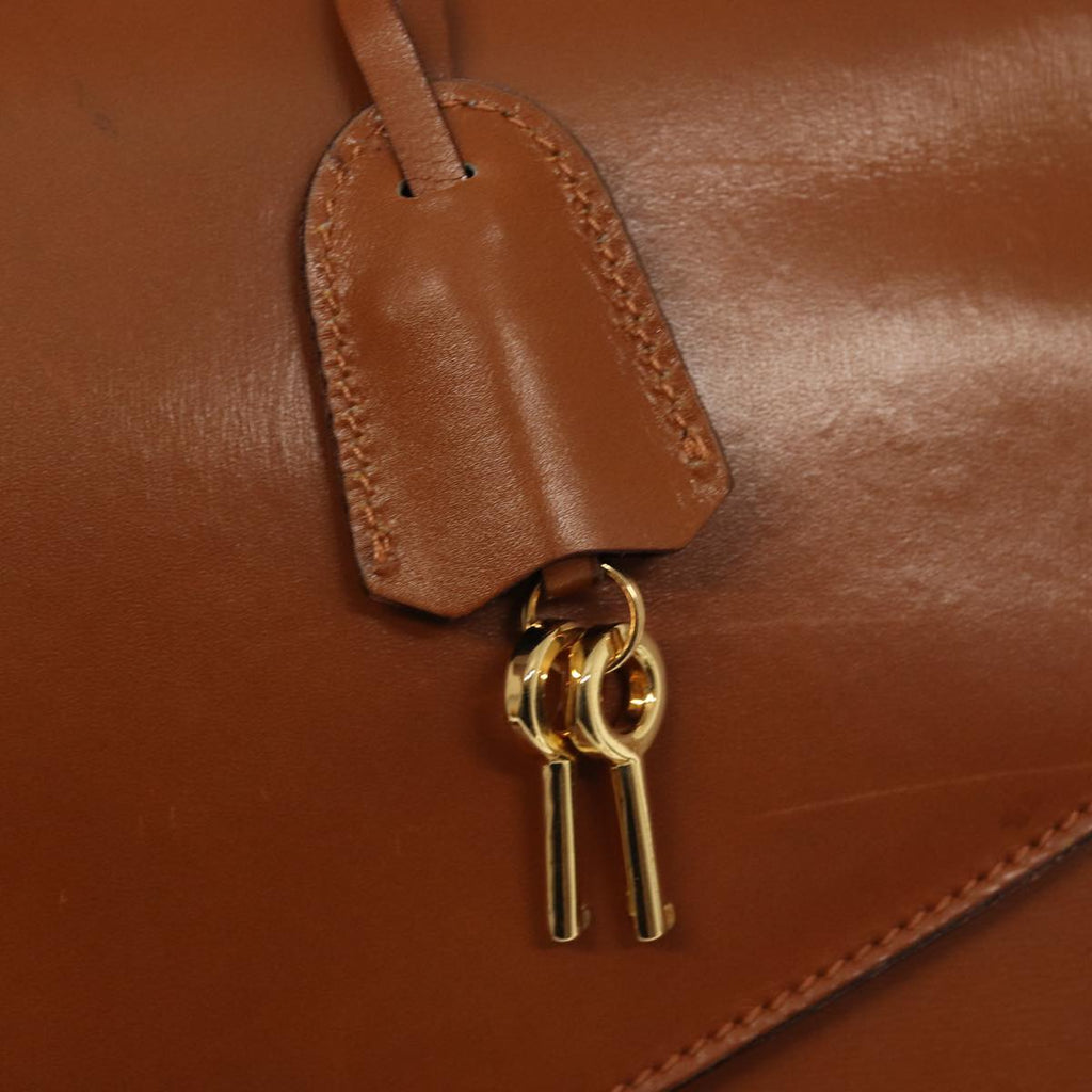 GUCCI Ready Lock Briefcase Leather 2way Brown Gold am6802