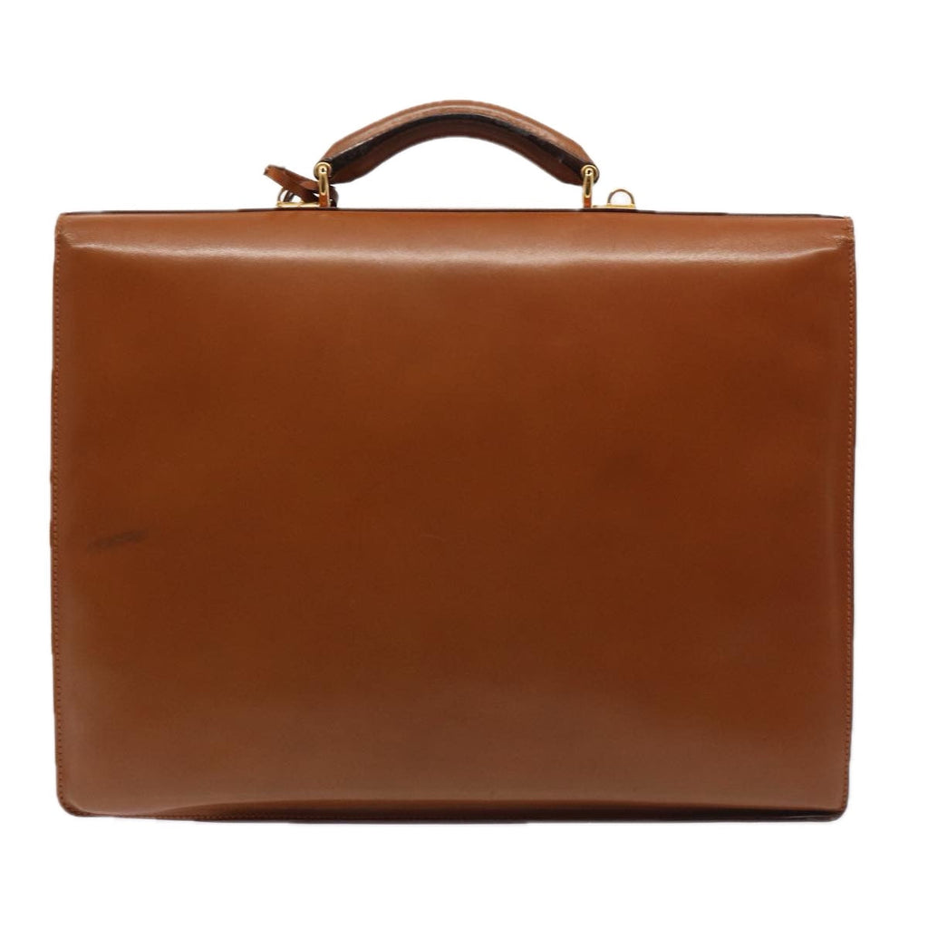 GUCCI Ready Lock Briefcase Leather 2way Brown Gold am6802