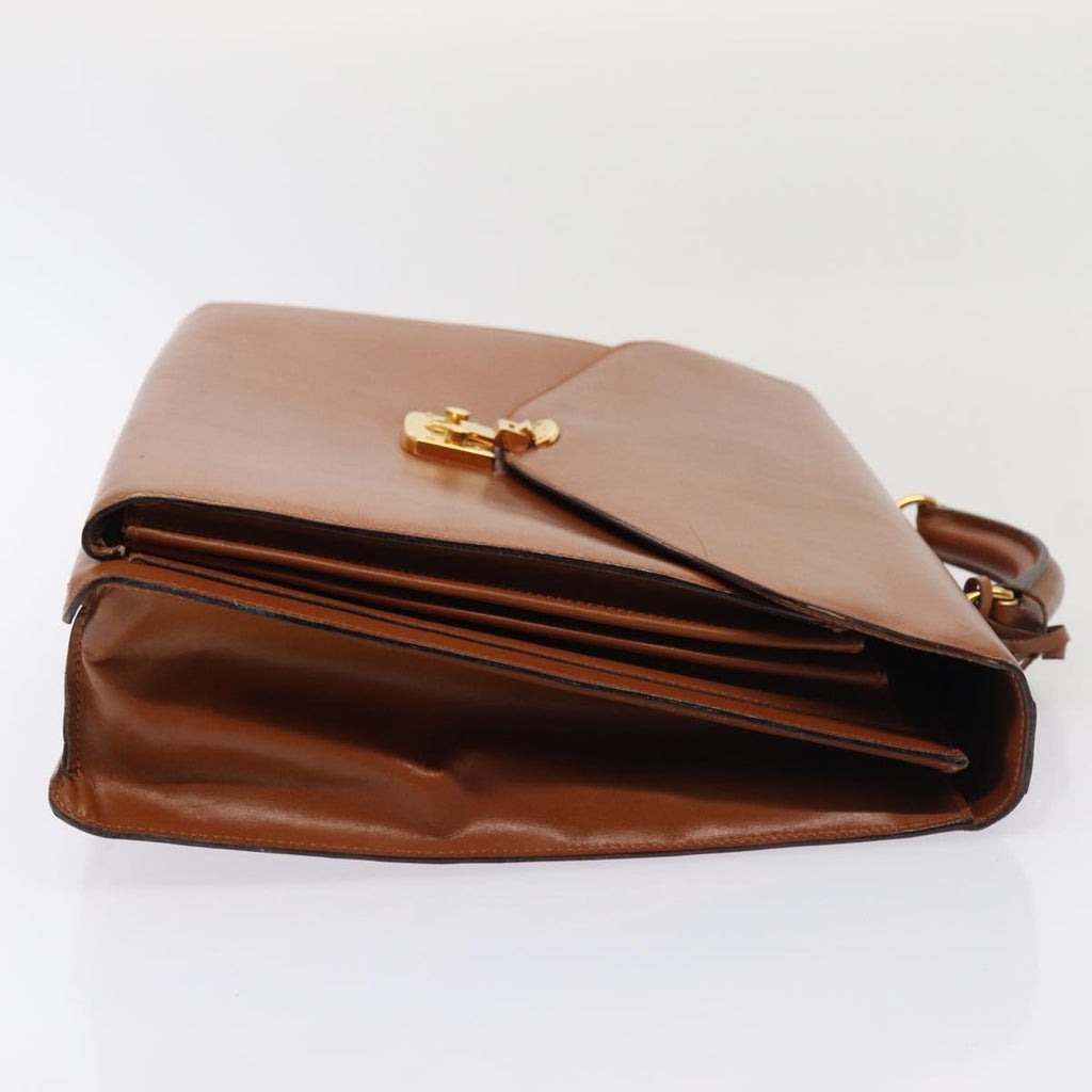 GUCCI Ready Lock Briefcase Leather 2way Brown Gold am6802