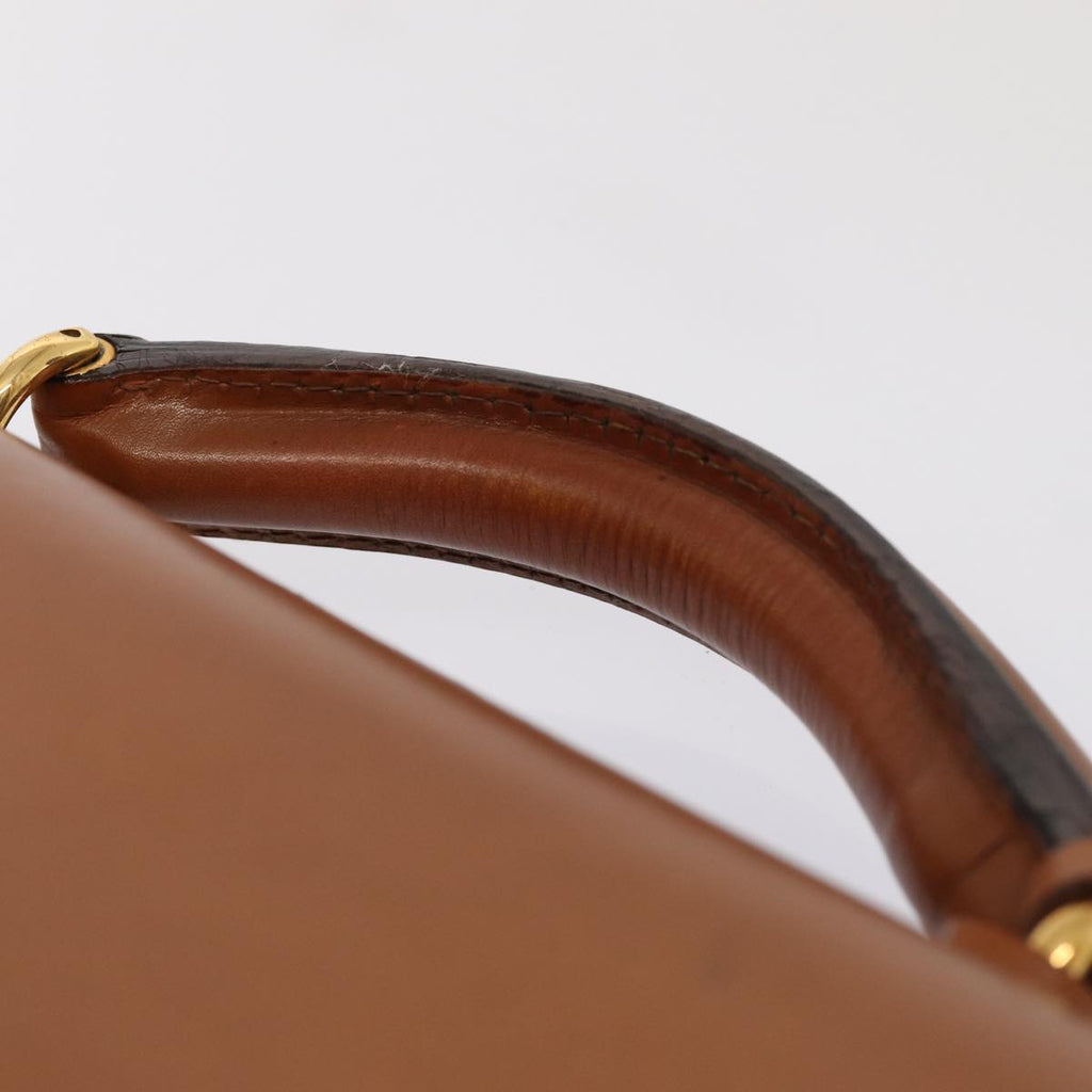 GUCCI Ready Lock Briefcase Leather 2way Brown Gold am6802