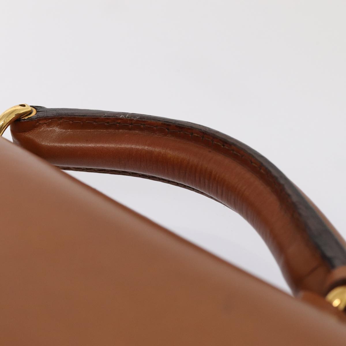 GUCCI Ready Lock Briefcase Leather 2way Brown Gold am6802