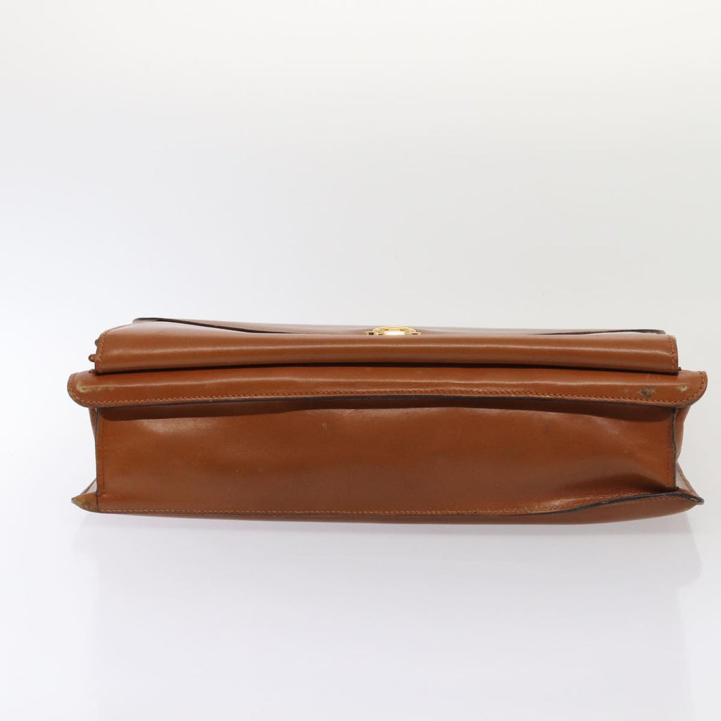 GUCCI Ready Lock Briefcase Leather 2way Brown Gold am6802