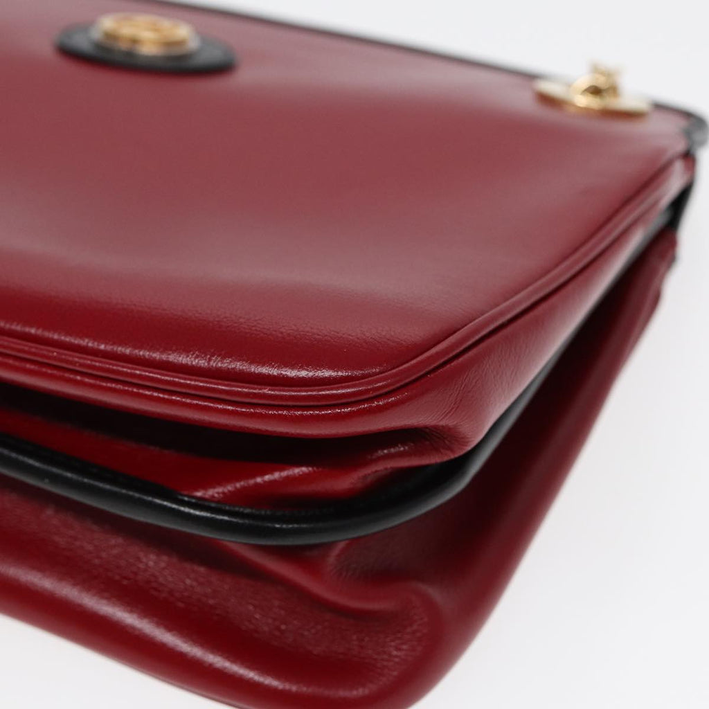 GUCCI Chain Shoulder Bag Leather Red Gold 576422 am6808