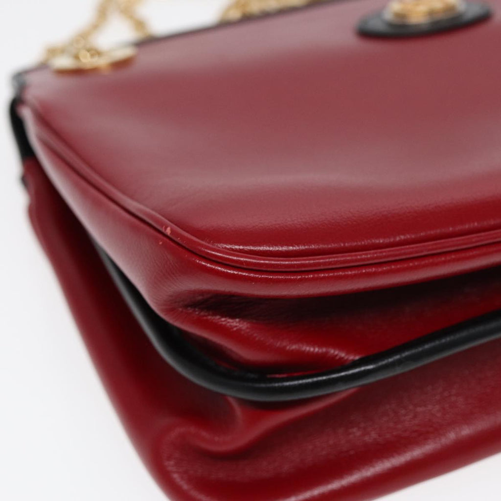 GUCCI Chain Shoulder Bag Leather Red Gold 576422 am6808