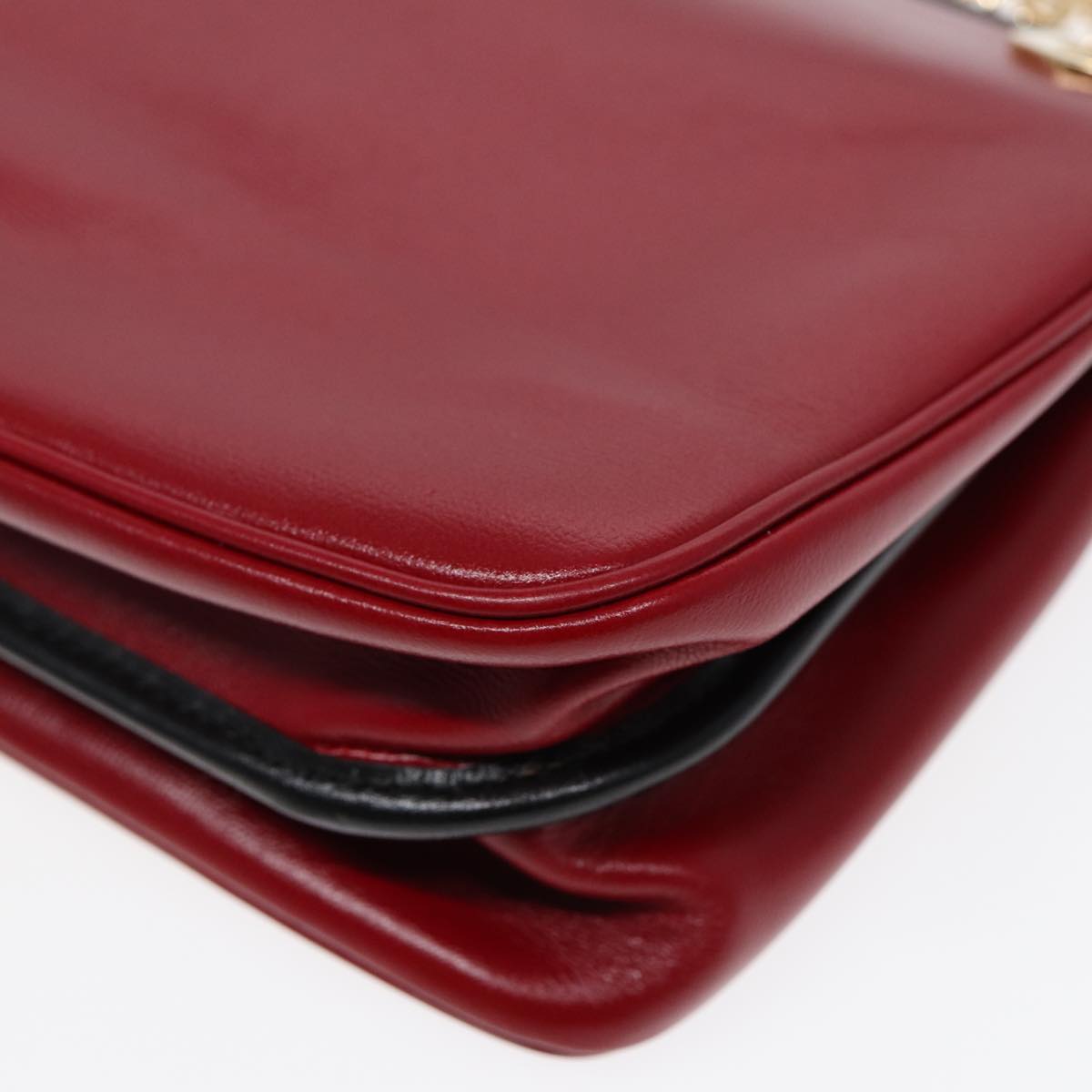 GUCCI Chain Shoulder Bag Leather Red Gold 576422 am6808