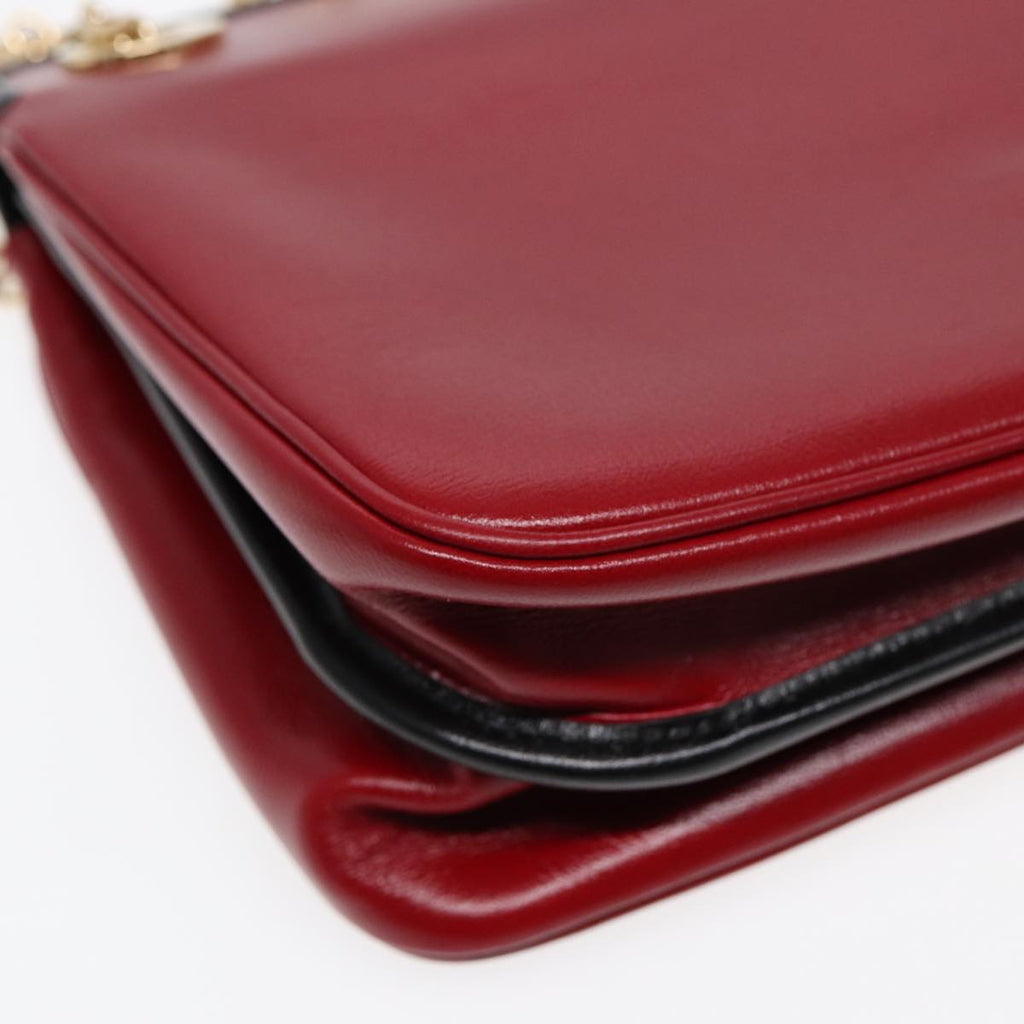 GUCCI Chain Shoulder Bag Leather Red Gold 576422 am6808