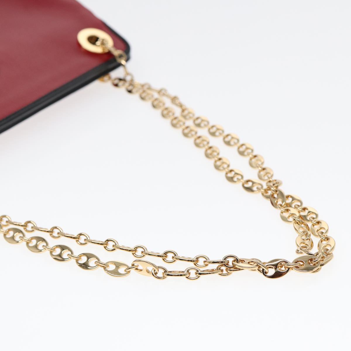 GUCCI Chain Shoulder Bag Leather Red Gold 576422 am6808