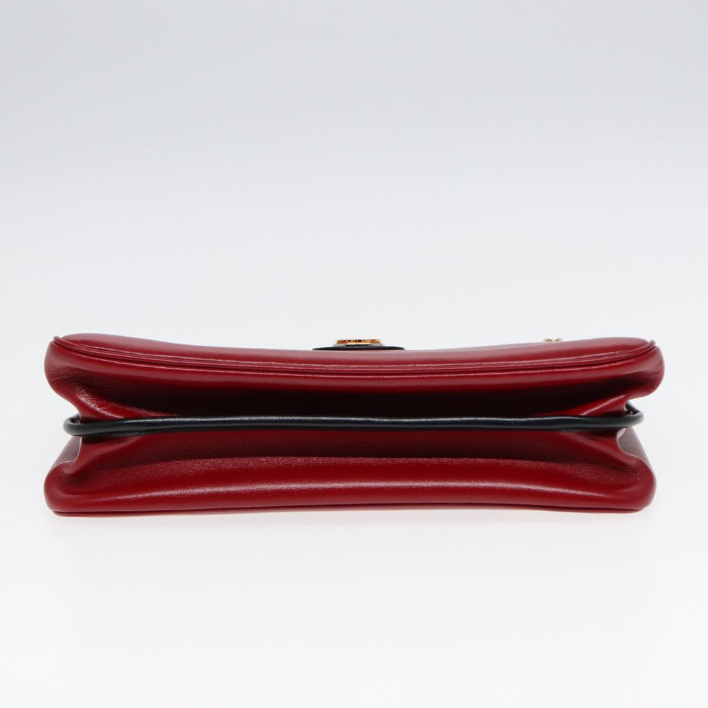 GUCCI Chain Shoulder Bag Leather Red Gold 576422 am6808