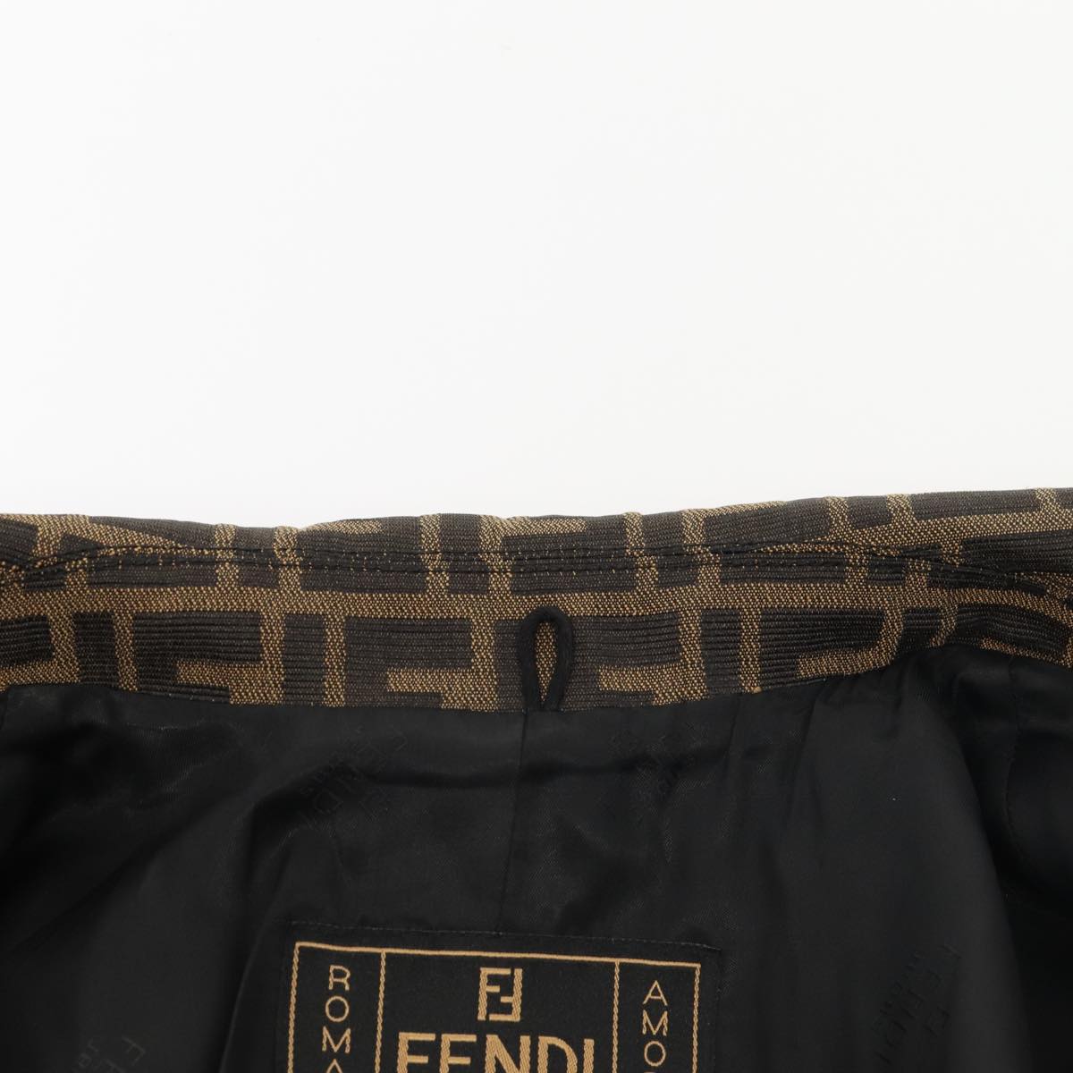 FENDI Jacket Zucca Canvas Jacket 38 Brown Black am6809