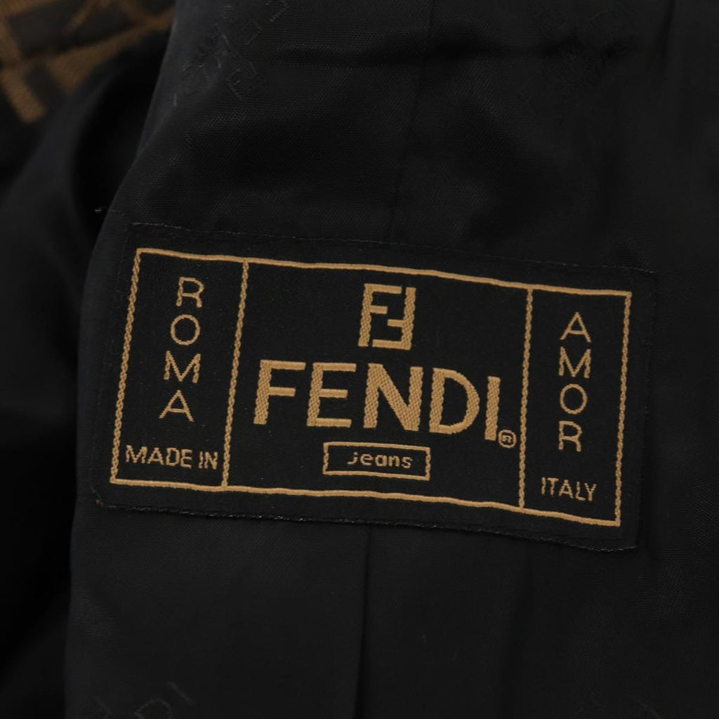 FENDI Jacket Zucca Canvas Jacket 38 Brown Black am6809